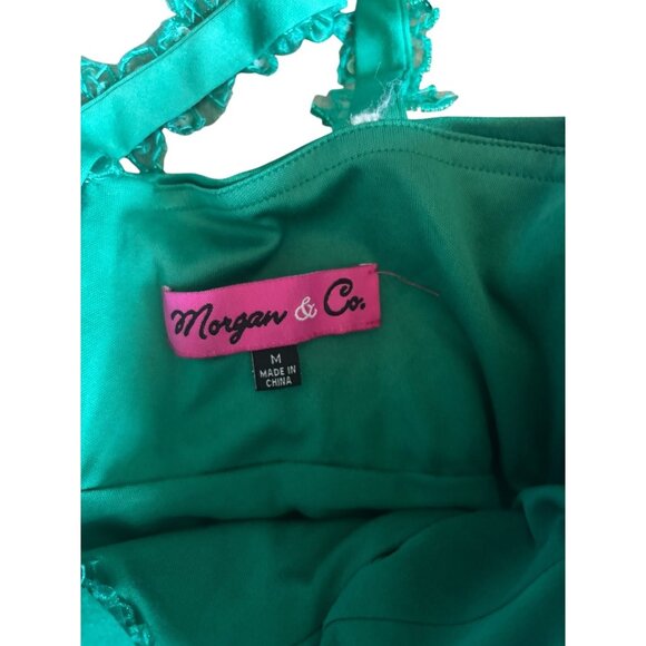 Morgan & Co. Women's Emerald Green One-Shoulder Mini Dress w/ Sequin Details. - Picture 4 of 6